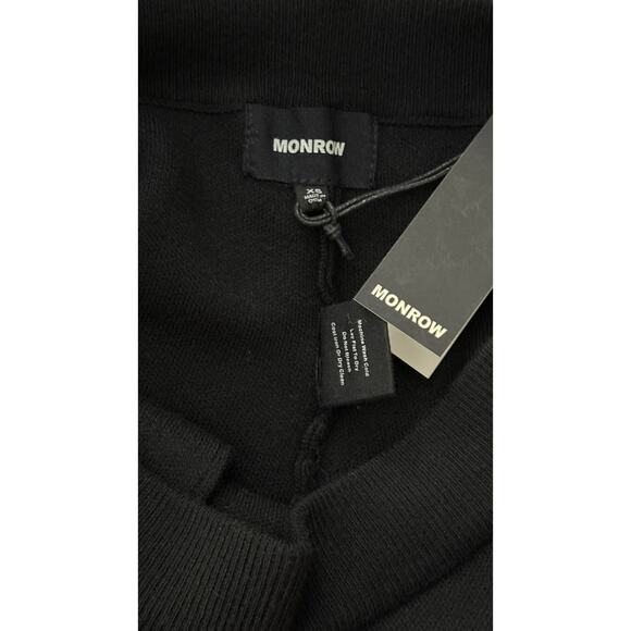 NWT Monrow Sweater Pants Knit Wide Leg Pants w/ Ankles Slits Black Size XS - Picture 12 of 14